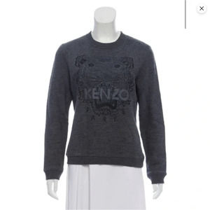 Kenzo Embroidered Charcoal Knit Sweatshirt Size M